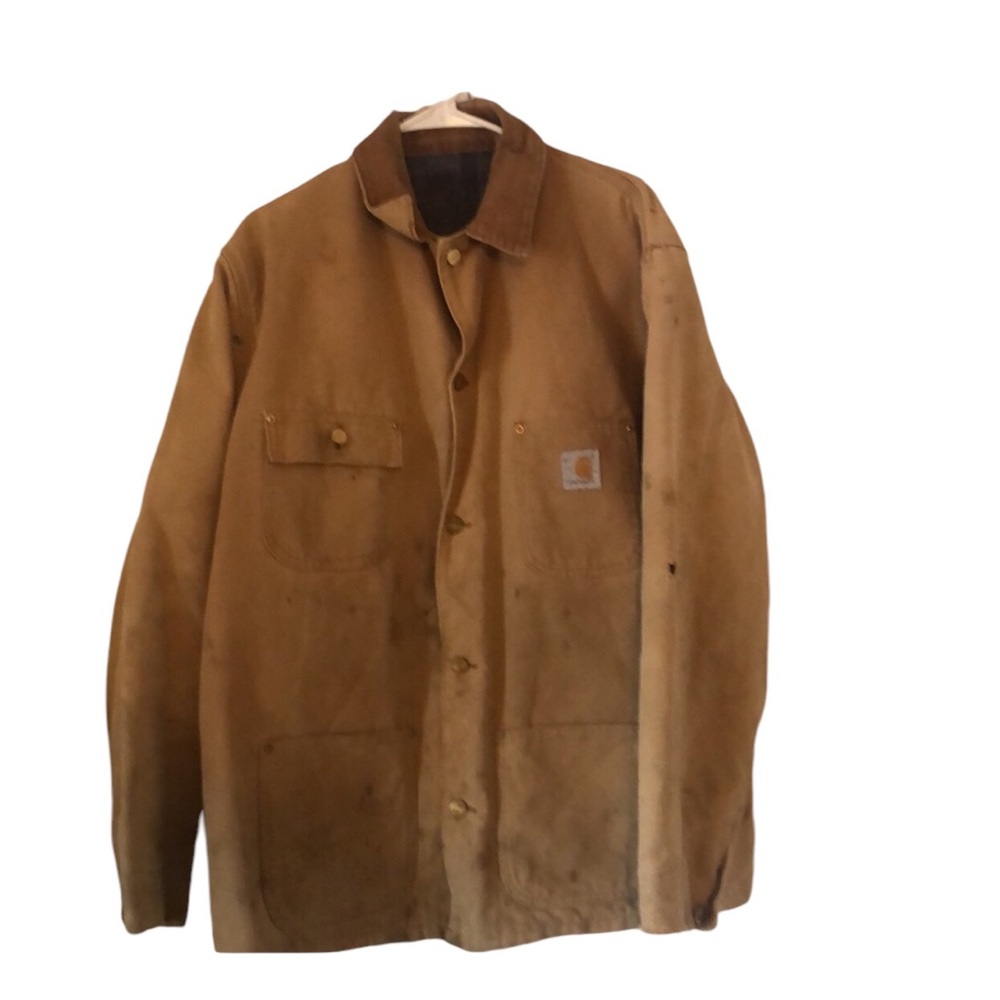 Men’s VTG Y2k thrashed Rugged carhartt corduroy collar blanket lined jacket